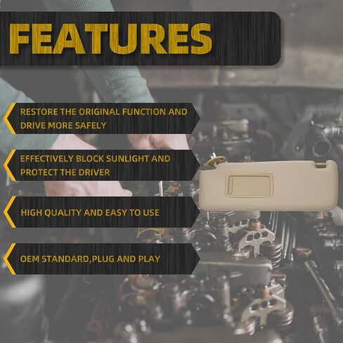 Dasbecan الأمامي السائق اليسار جانب Sun Sun مع ضوء الغرور متوافق مع تويوتا 4runner 2010-2023 يحل محل# 74320-35a91-B1 (رمادي) in Kuwait