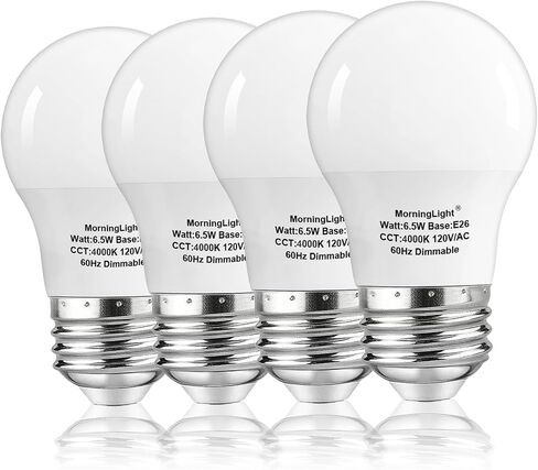 لمبة إضاءة مروحة سقف A15 مكافئة 60 وات، مصابيح إضاءة LED قابلة للتعتيم بقدرة 6.5 وات، 2700 كلفن أبيض دافئ، قاعدة E26، 4 عبوات A15 لمبات إضاءة LED 60 وات للقلادة، تركيبات المدخل، 600 لومن in Kuwait