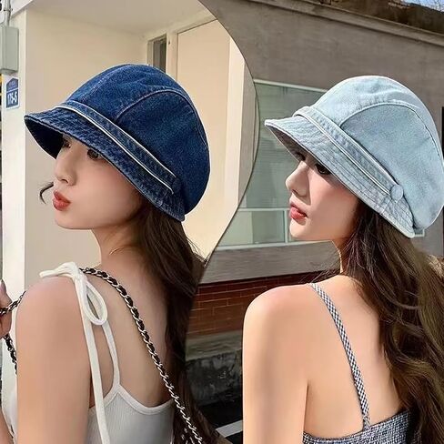 Denim Beret Hats for Women: Jeans Newsboy Hat for Women Stylish Artist Painter Visor Cabbie Cap in Kuwait
