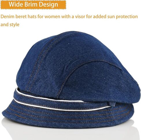 Denim Beret Hats for Women: Jeans Newsboy Hat for Women Stylish Artist Painter Visor Cabbie Cap in Kuwait