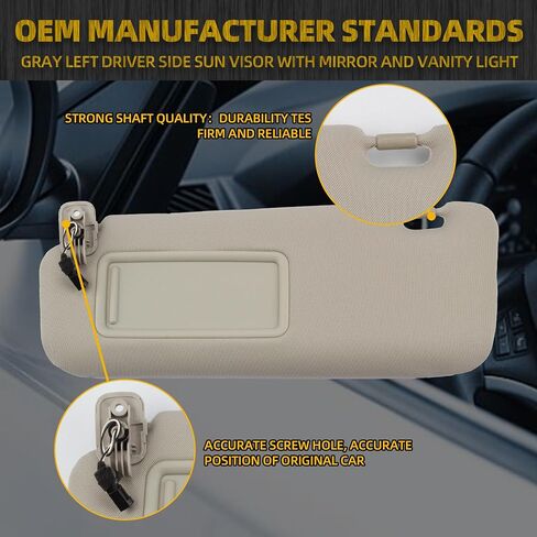 Dasbecan Left Driver Side Sun Visor Compatible with Mazda CX-9 2010-2015 Replaces# TDY1-69-320 Gray with Mirror and Vanity Light in Saudi Arabia