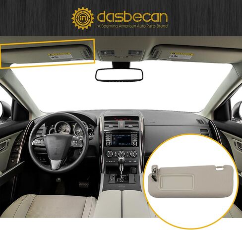 Dasbecan Left Driver Side Sun Visor Compatible with Mazda CX-9 2010-2015 Replaces# TDY1-69-320 Gray with Mirror and Vanity Light in Saudi Arabia