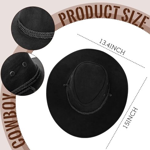 Haysandy Men Men Cowboy Assume Hat مع Bandana Bandana Bandana Cowboy Cowgirl Hat Wide Cowgirl Brim Assume in Saudi Arabia