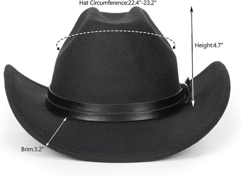 Western Cowboy-Hat Classic Roll-up Cowgirl Hat for Men-Women Felt-Fedora with PU Band Belt Jazz-Hats in Saudi Arabia