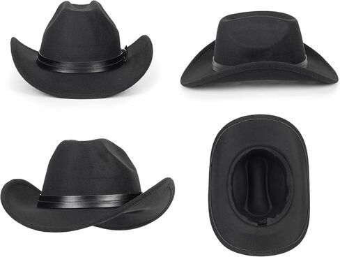 Western Cowboy-Hat Classic Roll-up Cowgirl Hat for Men-Women Felt-Fedora with PU Band Belt Jazz-Hats in Saudi Arabia