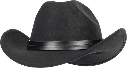Western Cowboy-Hat Classic Roll-up Cowgirl Hat for Men-Women Felt-Fedora with PU Band Belt Jazz-Hats in Saudi Arabia