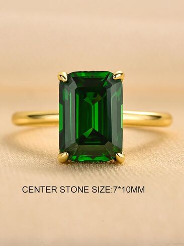 3.0CT Elongated Emerald Cut Engagement Ring,Emerald Solitaire Simulated Diamond Ring,925 Sterling Silver Promise Wedding Ring in Kuwait