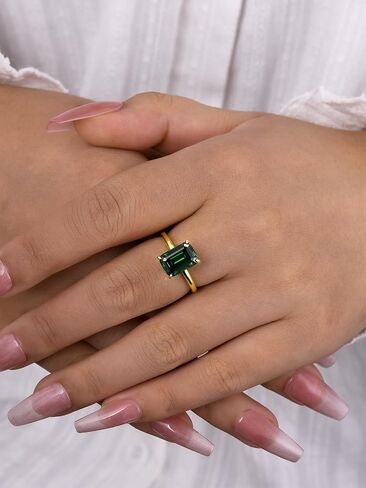 3.0CT Elongated Emerald Cut Engagement Ring,Emerald Solitaire Simulated Diamond Ring,925 Sterling Silver Promise Wedding Ring in Kuwait