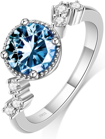 Moissanite Engagement Rings for Women,Round Cut VVS1 D Color Moissanite Ring,Sterling Silver Plated 18K White Gold Wedding Band Ring for Women in Kuwait