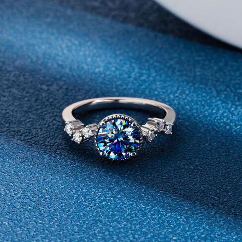 Moissanite Engagement Rings for Women,Round Cut VVS1 D Color Moissanite Ring,Sterling Silver Plated 18K White Gold Wedding Band Ring for Women in Kuwait