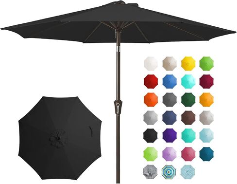 JEAREY 9FT Outdoor Patio Umbrella Outdoor Table Umbrella with Push Button Tilt and Crank, Market Umbrella 8 Sturdy Ribs UV Protection Waterproof for Garden, Deck, Backyard, Pool (Red) in Saudi Arabia