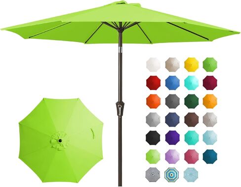 JEAREY 9FT Outdoor Patio Umbrella Outdoor Table Umbrella with Push Button Tilt and Crank, Market Umbrella 8 Sturdy Ribs UV Protection Waterproof for Garden, Deck, Backyard, Pool (Red) in Saudi Arabia