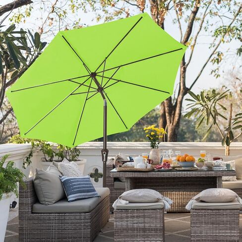 JEAREY 9FT Outdoor Patio Umbrella Outdoor Table Umbrella with Push Button Tilt and Crank, Market Umbrella 8 Sturdy Ribs UV Protection Waterproof for Garden, Deck, Backyard, Pool (Red) in Saudi Arabia