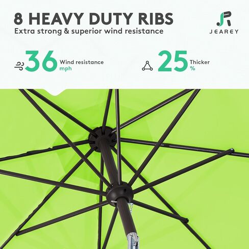 JEAREY 9FT Outdoor Patio Umbrella Outdoor Table Umbrella with Push Button Tilt and Crank, Market Umbrella 8 Sturdy Ribs UV Protection Waterproof for Garden, Deck, Backyard, Pool (Red) in Saudi Arabia