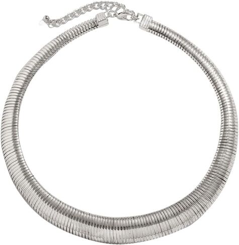 Mrotrida Women's Chunky Striped Flat Snake Collar Necklace Exaggerated Heavy Metal Twisted Thick Necklace in Kuwait