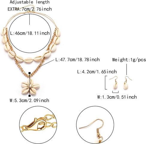 Flyonce Shell Necklace for Women, Boho Handmade Seashell Statement Choker Collar Necklaces with Earrings Set Hawaiian Style Summer Beach Jewelry for Holiday in Saudi Arabia