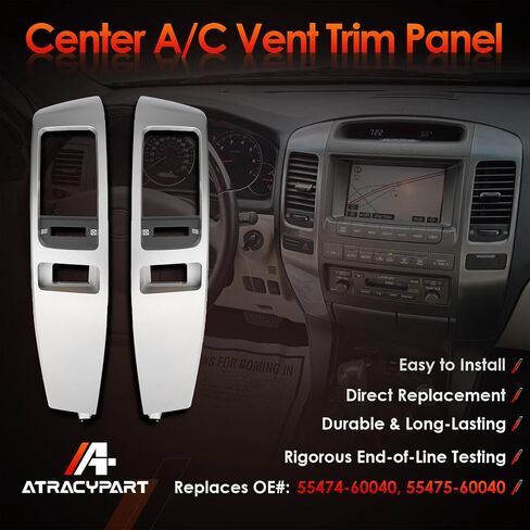 لوحة تقليم A/C Center Dash Air Vent ، إطار إدراج منفذ وحدة التحكم ، متوافق مع 2003-2009 لكزس GX470 ، لاند كروزر برادو 120 ، يحل محل# 55474-60040 ، 55475-60040 (الفضة) in Saudi Arabia
