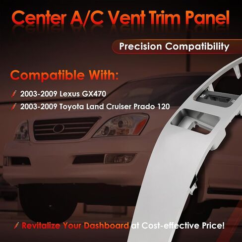 لوحة تقليم A/C Center Dash Air Vent ، إطار إدراج منفذ وحدة التحكم ، متوافق مع 2003-2009 لكزس GX470 ، لاند كروزر برادو 120 ، يحل محل# 55474-60040 ، 55475-60040 (الفضة) in Saudi Arabia