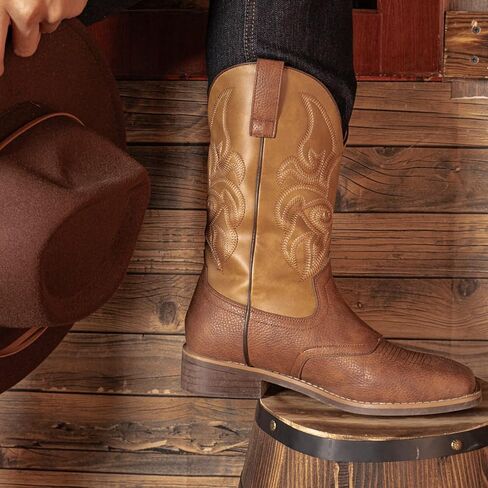 J's.o.l.e Cowboy Boots for Men Wide Square Toe Men's Western Boot Retro Classic Embroidered Country Boots in Saudi Arabia