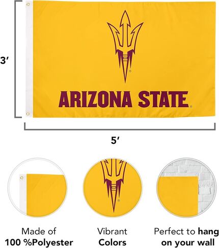 Desert Cactus Arizona State University Flag Sun Devils ASU Flags Banners 100% Polyester Indoor Outdoor 3x5 (Style 1) in Saudi Arabia