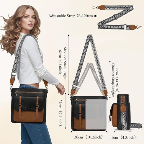 RAINSMORE Crossbody Bag for Women, Waterproof Leather Crossbody Purses Lightweight Handbags Shoulder Bag Travel Purse in Saudi Arabia