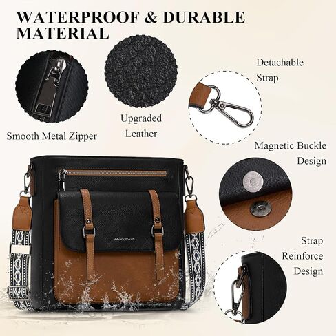 RAINSMORE Crossbody Bag for Women, Waterproof Leather Crossbody Purses Lightweight Handbags Shoulder Bag Travel Purse in Saudi Arabia