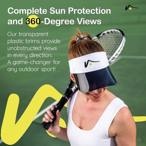 Visto Sports Visor مع حافة شفافة-حماية من أشعة الشمس فوق الأشعة فوق البنفسجية-100 ٪ من القطن Chino-حزام فيلكرو قابل للتعديل in Kuwait