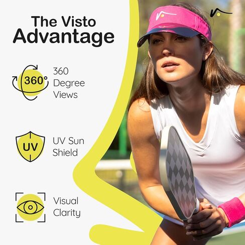 Visto Sports Visor مع حافة شفافة-حماية من أشعة الشمس فوق الأشعة فوق البنفسجية-100 ٪ من القطن Chino-حزام فيلكرو قابل للتعديل in Kuwait