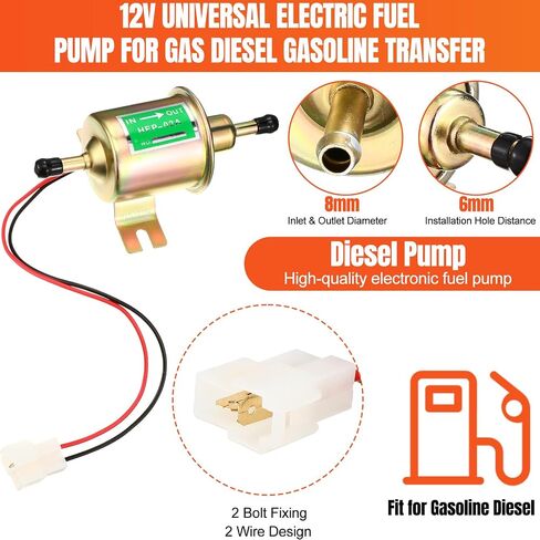 2 PCS مجموعة مضخة الوقود الكهربائية 12 فولت انخفاض الضغط 4-7 PSI مضخة ديزل غاز مضمن مع 2 مرشح الوقود و 8 خرطوم المكربن ​​المكرب in Kuwait
