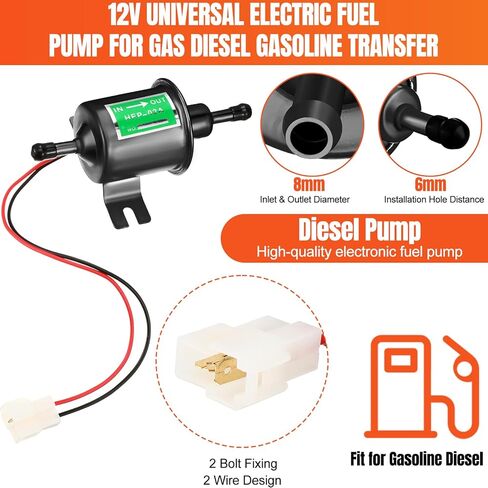 2 PCS مجموعة مضخة الوقود الكهربائية 12 فولت انخفاض الضغط 4-7 PSI مضخة ديزل غاز مضمن مع 2 مرشح الوقود و 8 خرطوم المكربن ​​المكرب in Kuwait