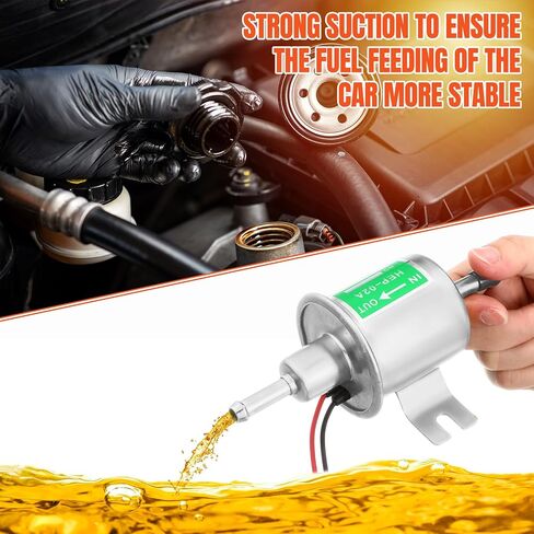 2 Pcs Electric Fuel Pump Kit 12v Universal Low Pressure 4-7 Psi Gas Diesel Inline Pump with 2 Fuel Filter and 8 Hose Clamp Carburetor Hep-02a Lawn Mower Transfer Machine(Gold) in Saudi Arabia