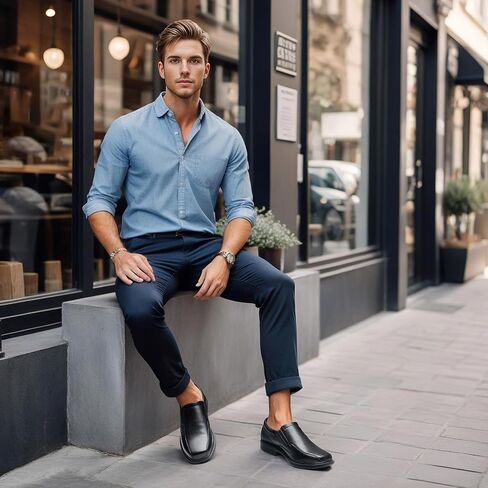 Heez Mens متسكعون ، أحذية فستان Oxford من جلد Oxford للرجال ، أحذية أعمال رسمية غير رسمية in Kuwait