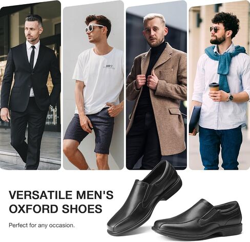 Heez Mens متسكعون ، أحذية فستان Oxford من جلد Oxford للرجال ، أحذية أعمال رسمية غير رسمية in Kuwait