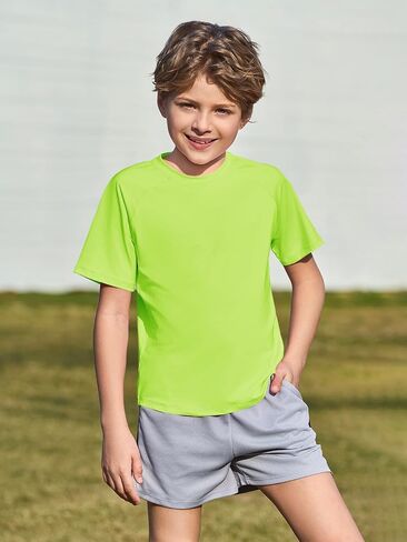Haloumoning Boys Short Sleeve Athletic T-Shirts Kids Basic Quick Dry Lightweight Performance Tees 5-14 Years in Kuwait