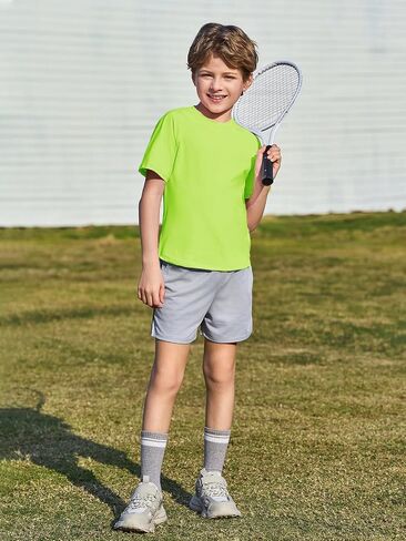 Haloumoning Boys Short Sleeve Athletic T-Shirts Kids Basic Quick Dry Lightweight Performance Tees 5-14 Years in Kuwait