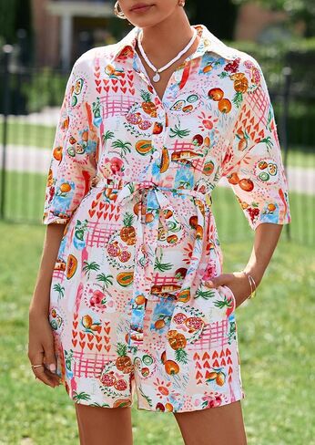 Prettygarden Womens Rompers for Summer 2025 شاطئ العطلات ملابس قصيرة الأكمام in Saudi Arabia