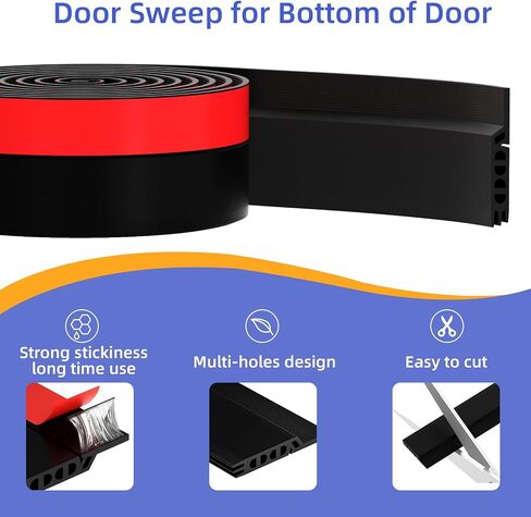 Door Draft Stopper, Door Sweep for Bottom of Door, Weather Stripping Door Seal, Adjustable Under Door Gap Filler for Exterior & Interior Doors, Door Bottom Seal Blocker Noise (White, 39inch) in Saudi Arabia