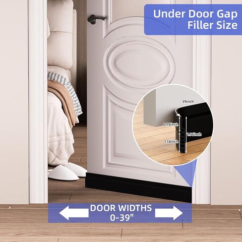Door Draft Stopper, Door Sweep for Bottom of Door, Weather Stripping Door Seal, Adjustable Under Door Gap Filler for Exterior & Interior Doors, Door Bottom Seal Blocker Noise (White, 39inch) in Saudi Arabia
