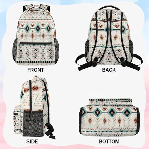 School Backpack for Boys Girls- Large Waterproof Travel Daypack Laptop Backpack Schoolbag with Adjustable Padded Straps(Aztec) in Saudi Arabia