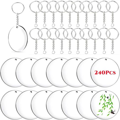 240Pcs Acrylic Keychain Blanks,Including 80pcs Black Acrylic Round Blank,80pcs Keychain Rings and 80pcs Jump Rings for DIY Keychain Projects and Crafts Tags in Saudi Arabia