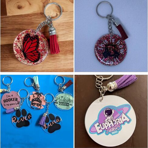 240Pcs Acrylic Keychain Blanks,Including 80pcs Black Acrylic Round Blank,80pcs Keychain Rings and 80pcs Jump Rings for DIY Keychain Projects and Crafts Tags in Saudi Arabia