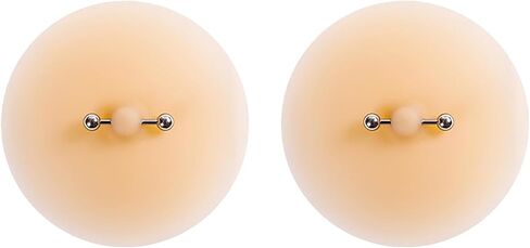 VASTLUCKY Nipple Covers with Piercing Resuable Adhesive Pierced Perks Prosthetic Nipples Breast Petals Fake Piercing Ring in Kuwait