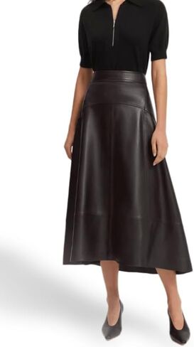تنورات جلدية صغيرة من Lambskin للنساء عالي الخصر منتصف الطول في الخروج من التنورة مع خليط أنيق in Kuwait
