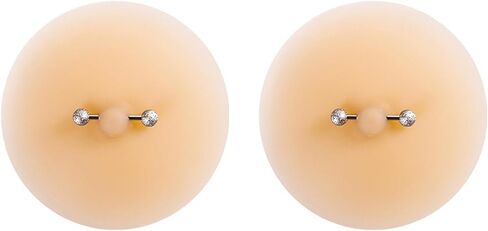 VASTLUCKY Nipple Covers with Piercing Resuable Adhesive Pierced Perks Prosthetic Nipples Breast Petals Fake Piercing Ring in Kuwait