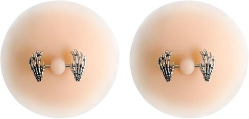 VASTLUCKY Nipple Covers with Piercing Resuable Adhesive Pierced Perks Prosthetic Nipples Breast Petals Fake Piercing Ring in Kuwait