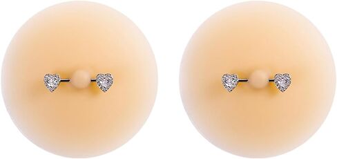 VASTLUCKY Nipple Covers with Piercing Resuable Adhesive Pierced Perks Prosthetic Nipples Breast Petals Fake Piercing Ring in Kuwait