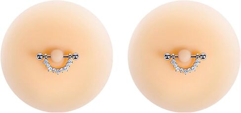VASTLUCKY Nipple Covers with Piercing Resuable Adhesive Pierced Perks Prosthetic Nipples Breast Petals Fake Piercing Ring in Kuwait