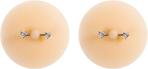 VASTLUCKY Nipple Covers with Piercing Resuable Adhesive Pierced Perks Prosthetic Nipples Breast Petals Fake Piercing Ring in Kuwait