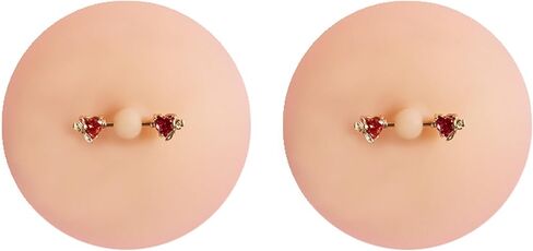 VASTLUCKY Nipple Covers with Piercing Resuable Adhesive Pierced Perks Prosthetic Nipples Breast Petals Fake Piercing Ring in Kuwait