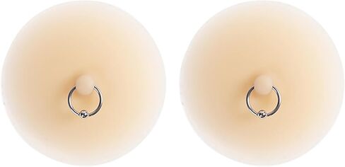 VASTLUCKY Nipple Covers with Piercing Resuable Adhesive Pierced Perks Prosthetic Nipples Breast Petals Fake Piercing Ring in Kuwait
